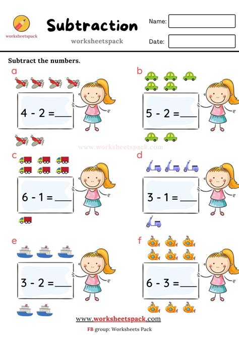 subtraction within 10 worksheet